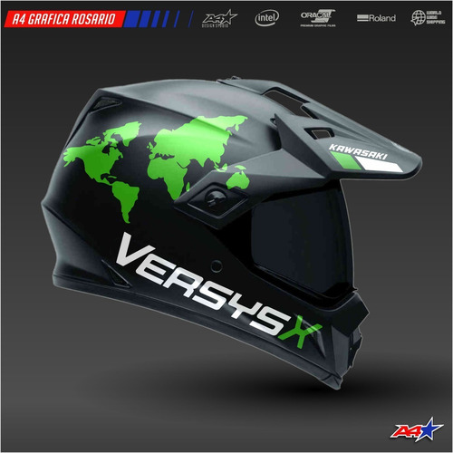 Calcos Para Casco Kawasaki Versys X 300 650 1000 Verde