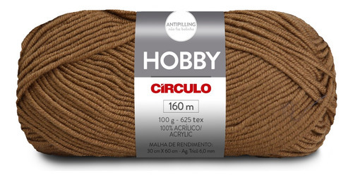 Lã Fio Hobby Círculo 100g 160m - Tricô / Crochê Antipilling Cor 7561 - Madeira
