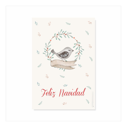 Kit Postales Navidad Pajarito P-imprimir