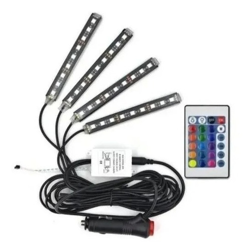 Tira X4 Luz Led Piso Interior Auto + Control Ritmica