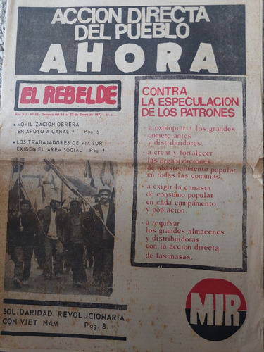 Periodico El Rebelde Semana Del 16 Al 22 De Enero De 1973