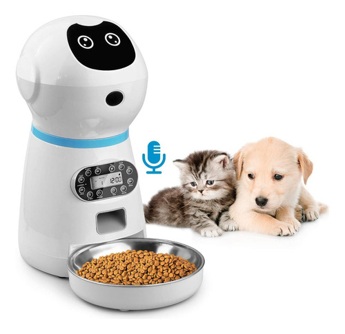 Comedero Automático Gato Perro 3,5l Grabación Voz Fuentelove Color Blanco