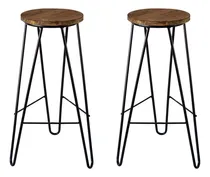Comprar Banquetas Taburete Desayunador Hierro Madera Hairpin Alta X2