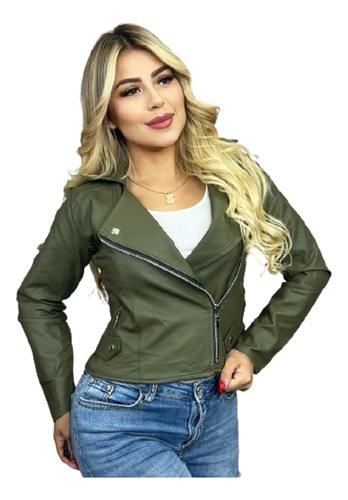 Chaqueta Chamarra En Cuero Sintetico Para Mujer