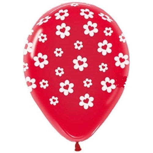 Pack X10 Globos Latex Estampa De Flor 12 PuLG Sempertex