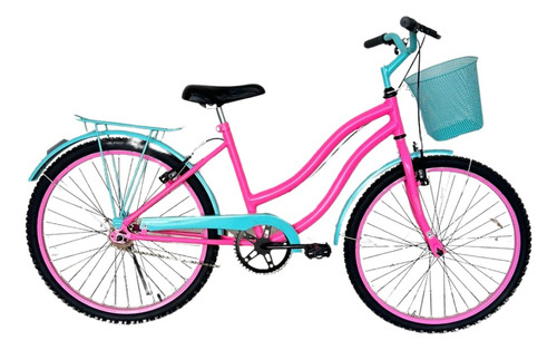 Bicicleta Feminina Calil Sammy Aro 24 C/ Cesto - Pink / Aqua