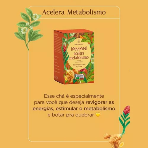 Chá Orgânico Acelera Metabolismo 2 Caixas 15 Sachês - Iamaní