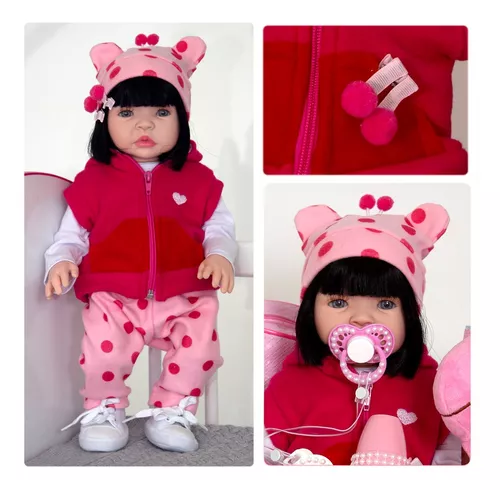 Boneca Reborn Real Cabelo Roupa Rosa Silicone Completa - Cegonha Reborn  Dolls - Boneca Reborn - Magazine Luiza