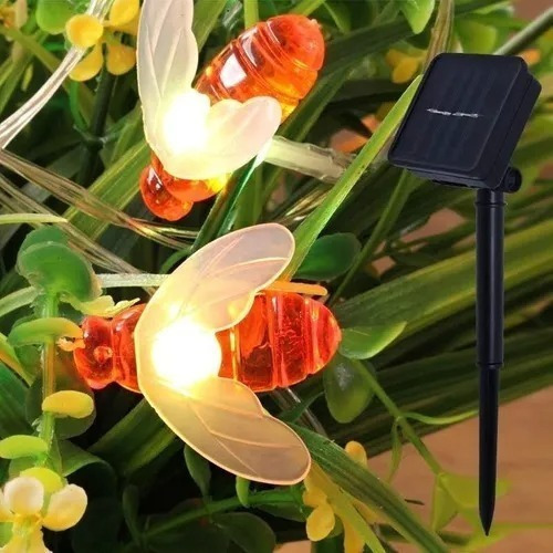 Imagen 2 de 5 de Luces Solares Navidad Guirnalda 10 Metros 50 Led Abeja