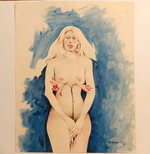 Roberto Firpo Flor Dibujo Desnudo Femenino Arte Argentino