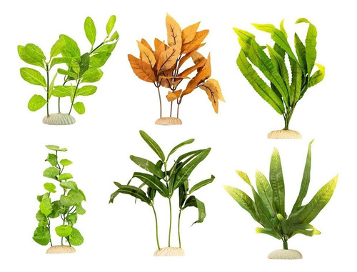 6 Plantas De Seda Para Decoração, Aquários, Vasos, Lagos