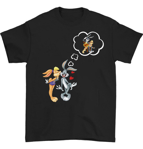 Camiseta Divertida Lola Bunny Kiss Bugs Bunny