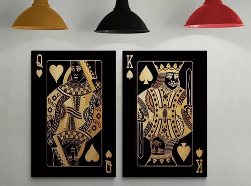 Kit 4 Quadros Decorativos Baralho Poker Jogo Cartas As