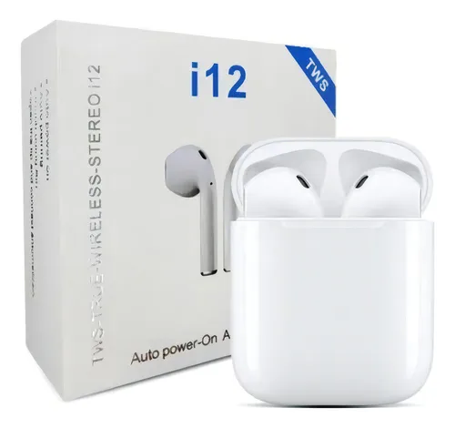 Auriculares Bluetooth I12 Touch Tws 5.0 versión inalámbrica color blanco luz LED