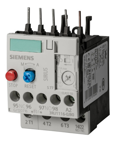 Relé de sobrecarga térmica Siemens 3ru1116-0jb0 con ajuste 0.7-1.0a