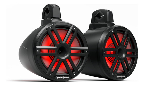 Altavoces Rockford Fosgate M2wl-10hb Color Optix De 10 Pulgadas Con Iluminación Led Multicolor De Grado Marino Cargados Con Bocina En Gabinetes Wake Tower, Negros (par)