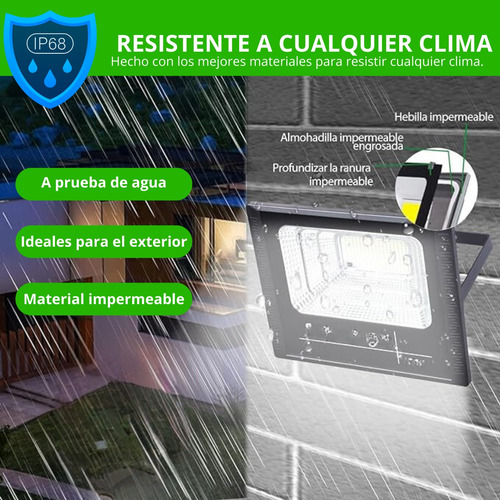 Reflector Led Panel Solar 30w Luz Ajustable Ip67 Control Carcasa Negro Luz Blanco frío