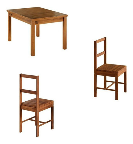 Conjunto Mesa 120x75cm E 6 Cadeiras De Madeira Pinus Bdwt
