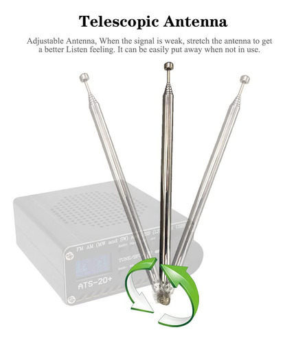 Radio Portátil Am Fm Ats-20 Plus Con Escáner Y Ondas Cortas