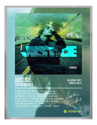 Poster Justin Bieber Justice Album Music Firma 80x60