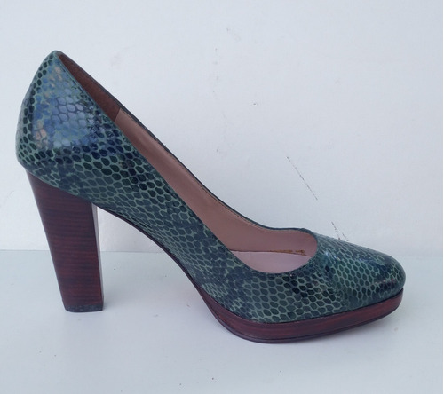 Zapato Stilletto Mujer Fina Scarphina Nro 37/38 Vibora Verde