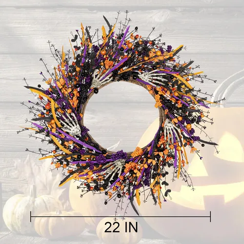 Corona De Halloween Con Forma De Esqueleto Violeta Y Perenne