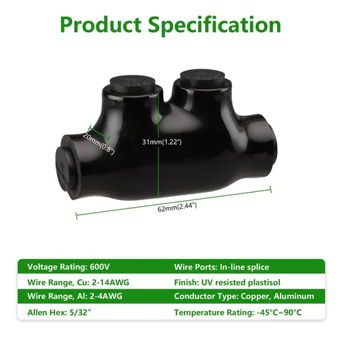 Conector Empalme Aislado Negro Para Alambre Cobre Aluminio