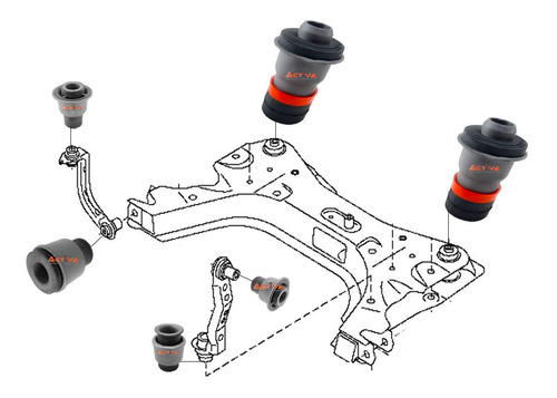 Imagen 2 de 5 de Kit Bujes Cuna Araña Motor Renault Megane 2 Ii