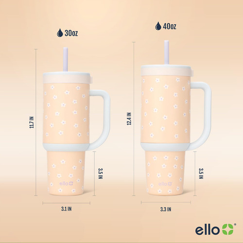 Vaso Ello Oasis De 900 Ml Con Asa Y Pajita Retráctil