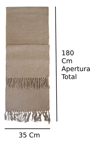 Camino Centro Mesa Mantel Rustico Flecos Largo Decorativo Color Beige Liso