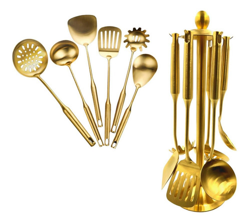 Imagen 2 de 10 de Set De Utensilios De Cocina 6 Piezas + Soporte