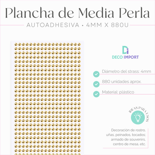 Media Perla Autoadhesiva 4 Mm X 880 Unidades