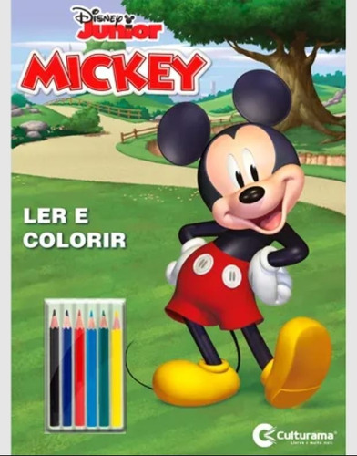 Livro Para Colorir E Ler Com 6 Lapis De Cores Mickey