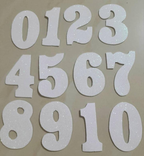 Números En Foami Liso O Escarchado 8 Cm 20 Unidades.