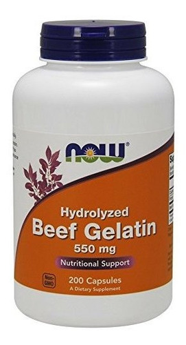 Gelatina - Suplementos Now, Gelatina De Res 550 Mg, Hidroliz