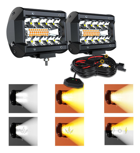 Slary 2 Barras De Luz Led De 4 Pulgadas Y 18 W, Luz Estrobos