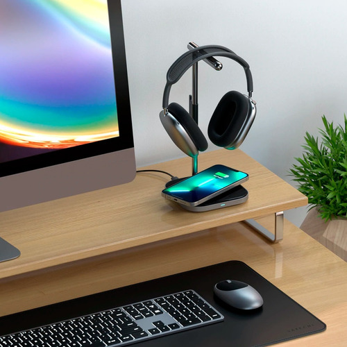 Imagen 7 de 10 de Soporte Para Auriculares Con Cargador Inalámbrico Satechi