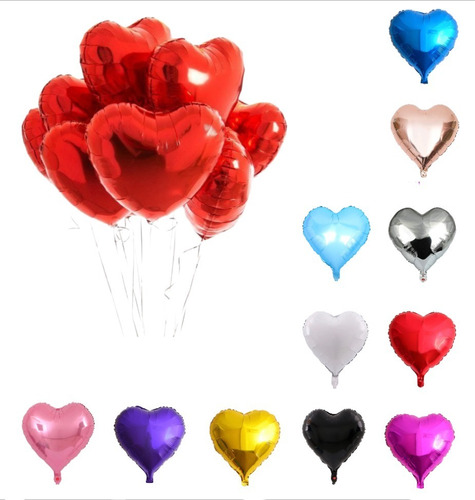 Globo Metalizado Corazon 18´´ - Pack X 10 Un (ml57189)