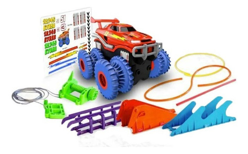 Monster Truck Trix Trux Acrobático Rampas Tirolesa Acessório Cor Colorido