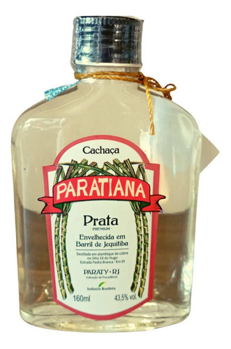 Cachaça Paratiana Prata 160ml Madeira Jequitibá 43,5% Volume
