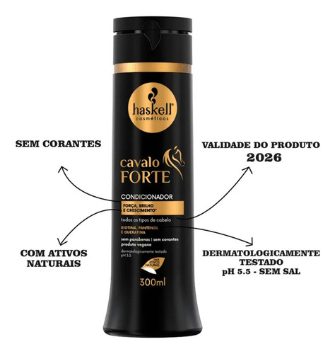 Kit Haskell Cavalo Forte 300ml Shampoo E Condicionador