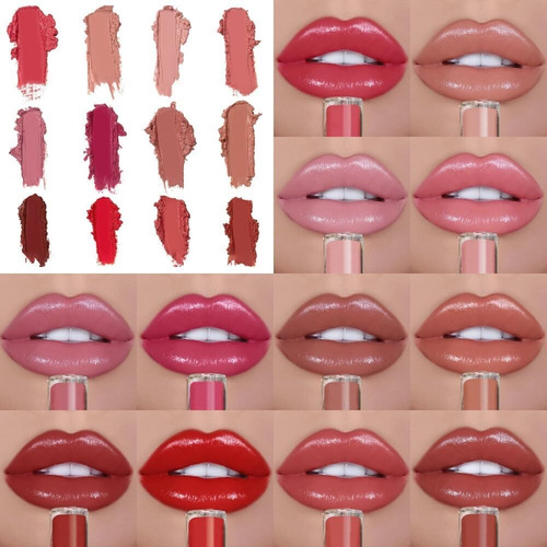 Brillo Labial En Crema De 12 Colores, Nuevo Lápiz Labial