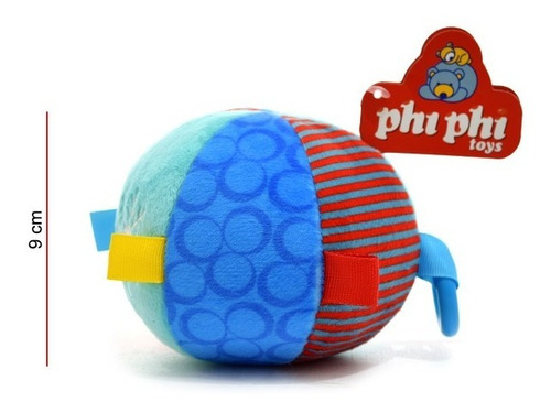 Imagen 2 de 3 de Pelota De Peluche Con Sonajero 9cm- Orig Phi Phi Toys
