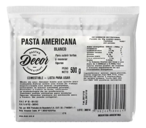 Pasta Americana Decor Para Cubrir Tortas Boticadelpastelero