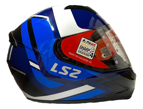 Casco Moto Integral Ls2 Ff352 Rookie Negro Azul - Nany Moos