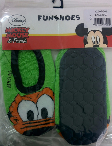 Meia Infantil Com Sola Pluto Fortex Funshoes Verde (disney)