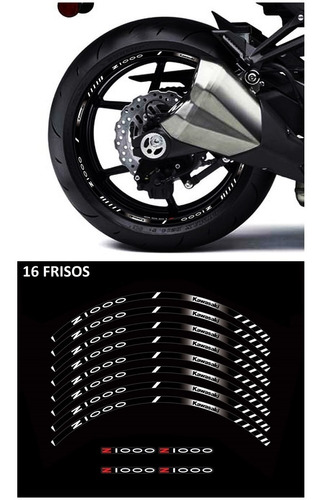 Kit Adesivo Friso Refletivo Roda Moto Kawasaki Z1000 Ca13315