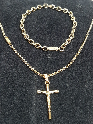 Kit Cartier Pulseira + Corrente + Pingente Folheado A Ouro