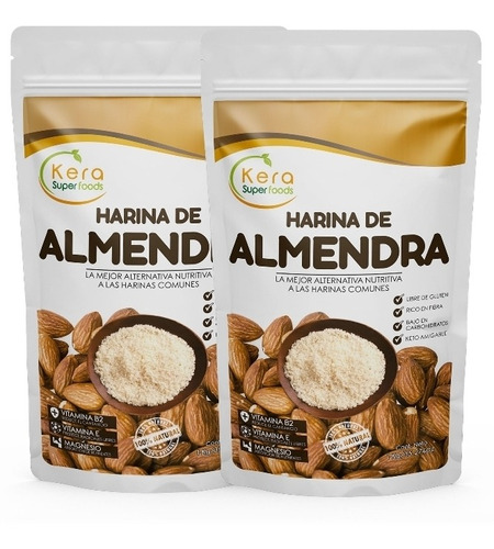 Harina De Almendra Sin Piel 2kg - Pack 2 Unid De 1kg - Kera 