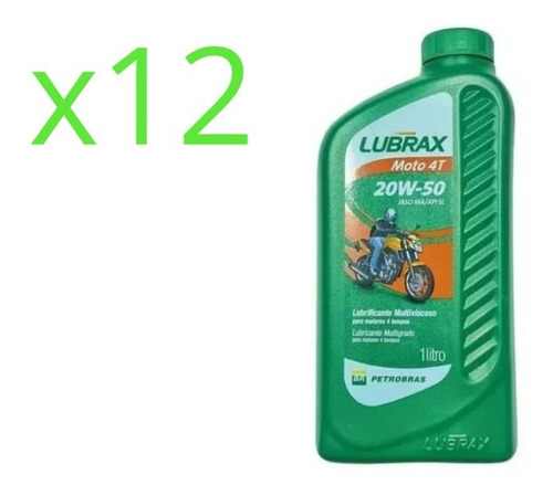 12 Aceite Moto Lubrax Petrobras 20w50 Mineral X 1l En Xero